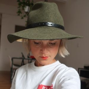 Rag & Bone Green Felted Wool Wide Brim Fedora Hat